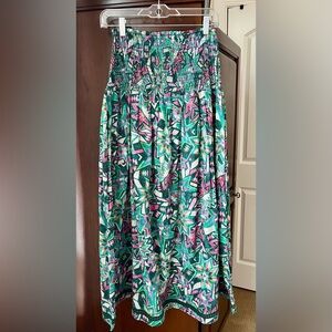 Chufy Vibrant Floral Maxi Skirt - Green and Pink.